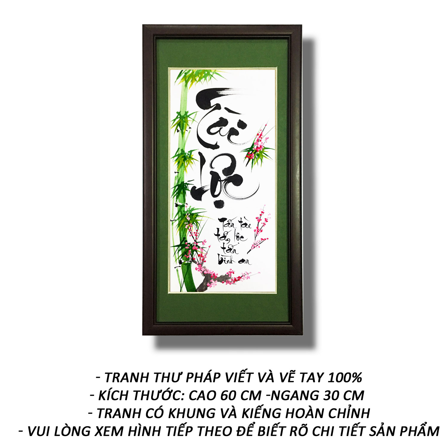 Tranh thư pháp - Chữ Tài Lộc 118 - Tranh Minh Hiền (viết và vẽ 100% - không sử dụng in ấn)