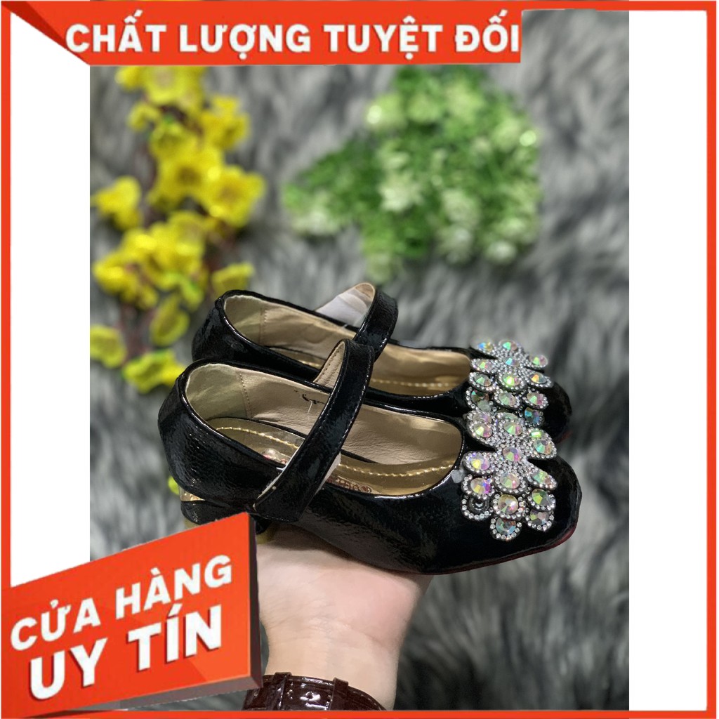 Giày búp bê gót nơ đen có quai bé gái xinh xắn
