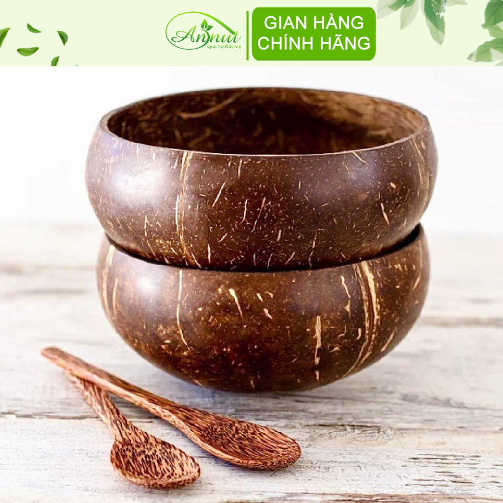 Bộ bát chén gáo dừa và thìa muỗng gỗ tự nhiên Annut
