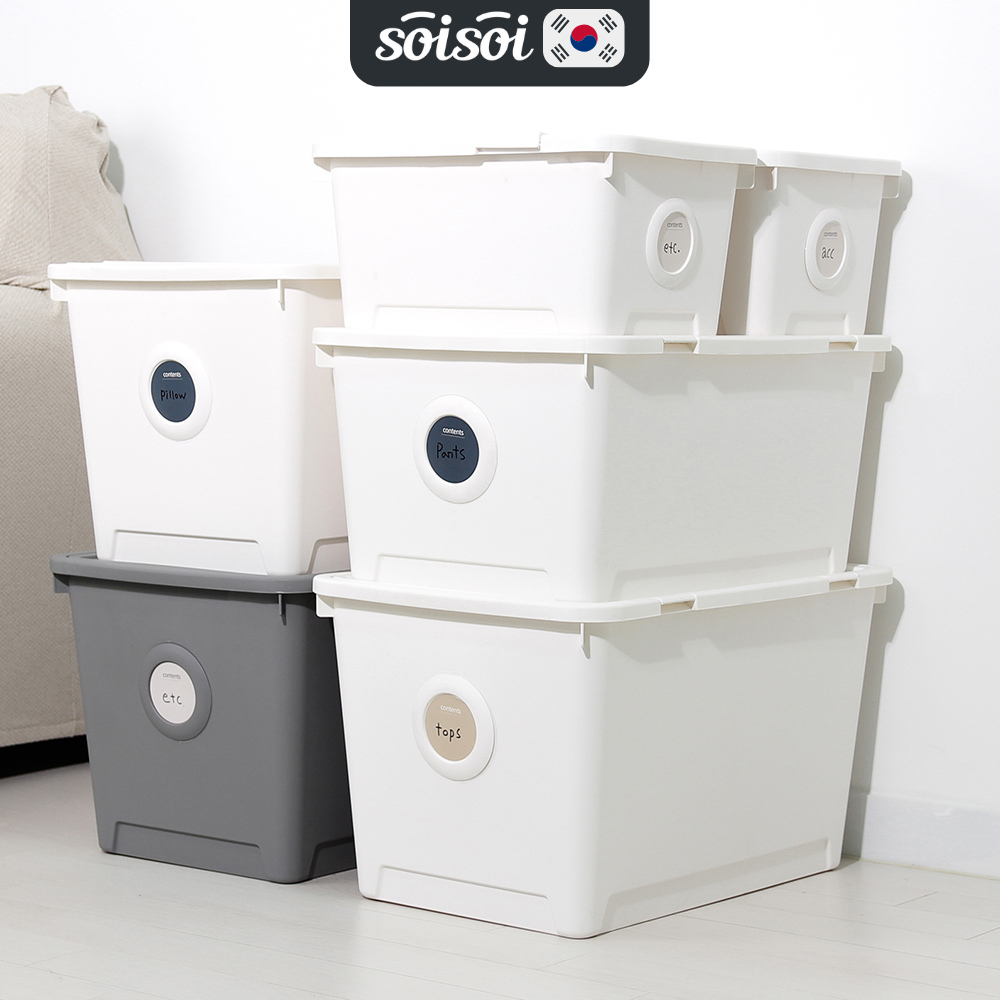 Thùng nhựa đựng đồ 24l, thùng đựng đồ đa năng có nắp đựng đồ chơi trẻ em 2 màu phong cách hàn quốc soi soi st20