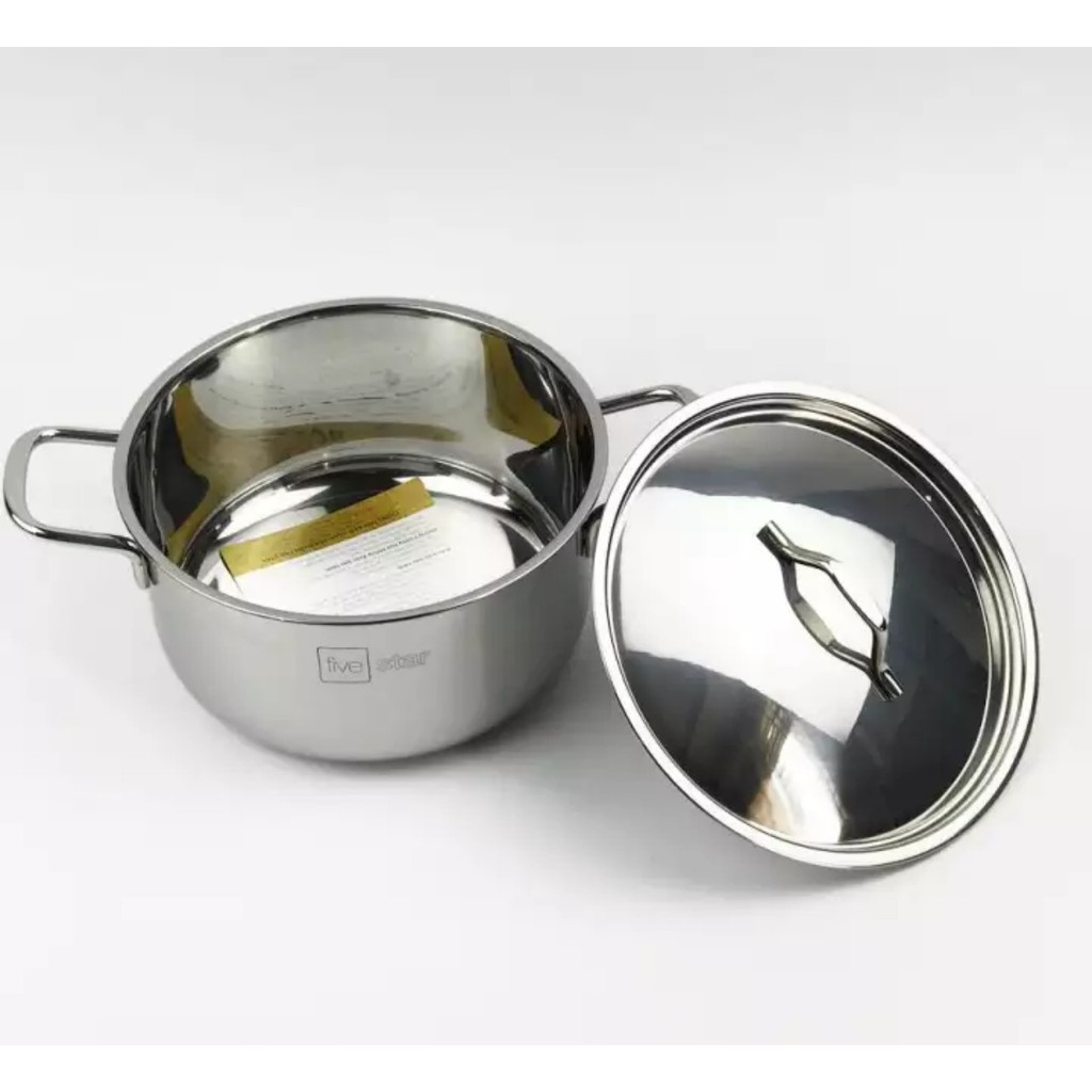 Nồi inox 3 đáy sanwich bếp từ Fivestar Standard 16cm18cm/20cm/24cm Nắp Inox.