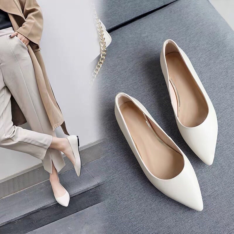 Giày bệt nữ da mềm mũi nhọn chất đẹp êm chân  A16