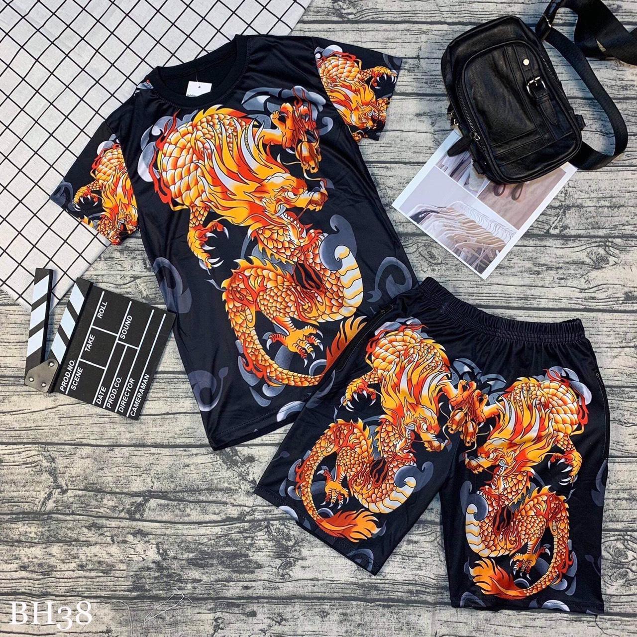 Bộ Đồ Nam - Bộ Thun Nam Thời Trang Hè In Hình Rồng 3D- BN143