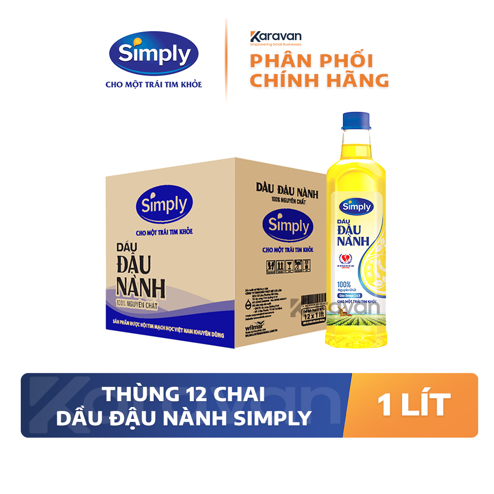 Dầu đậu nành Simply chai 1 lít - Thùng 12 chai