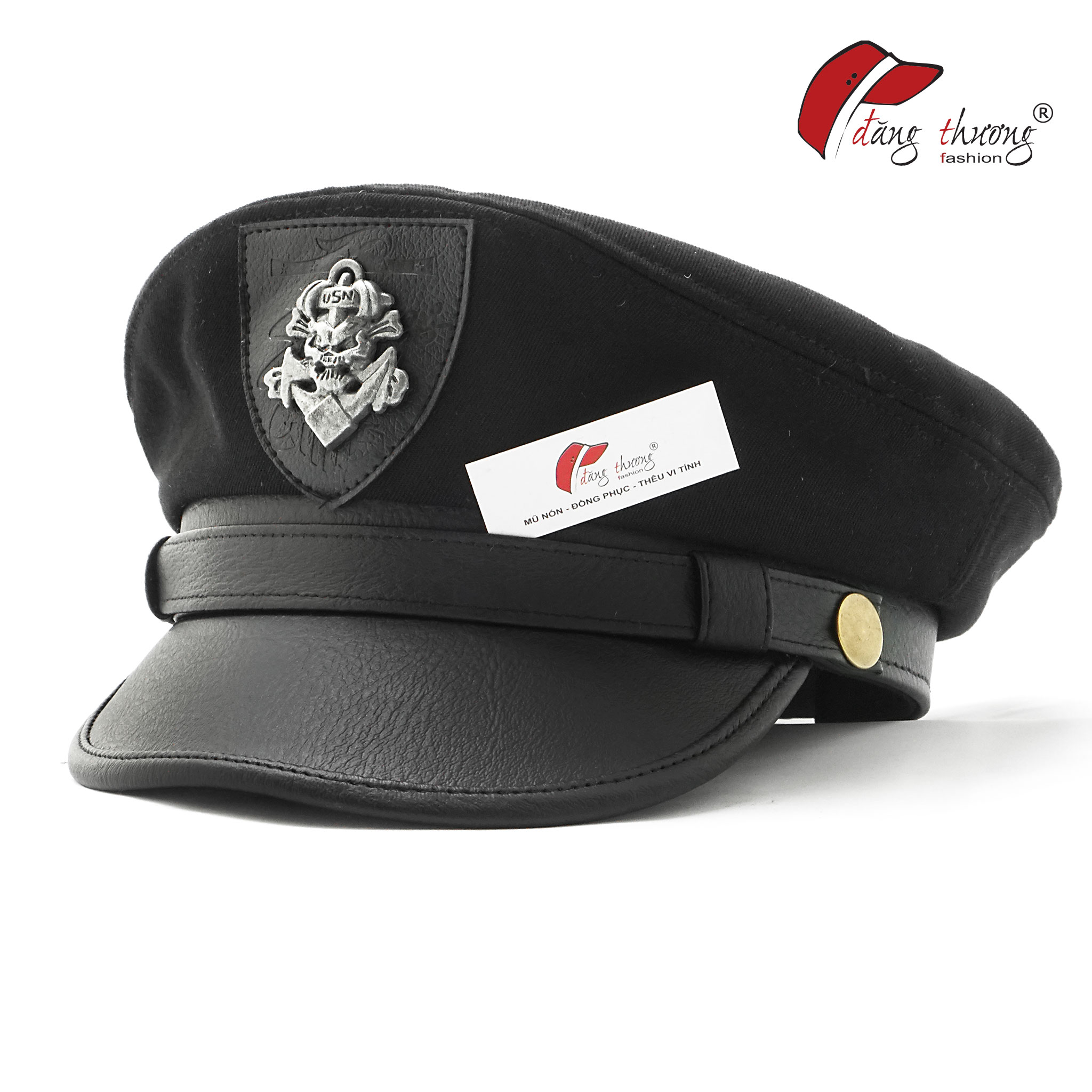 Mũ nón baker boy cap huy hiệu đầu lâu cá tính