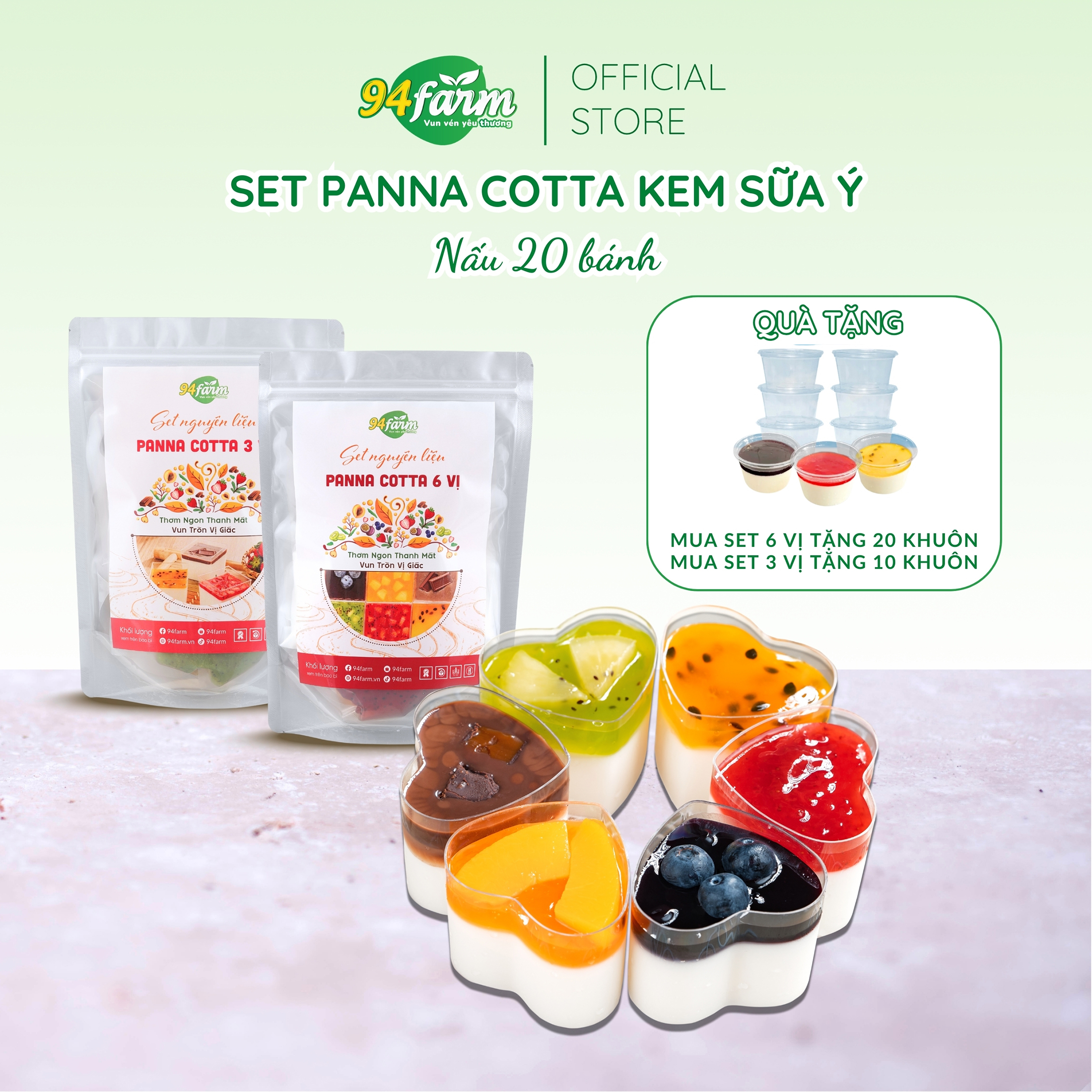 Bánh Panna Cotta 94farm nấu 20 bánh