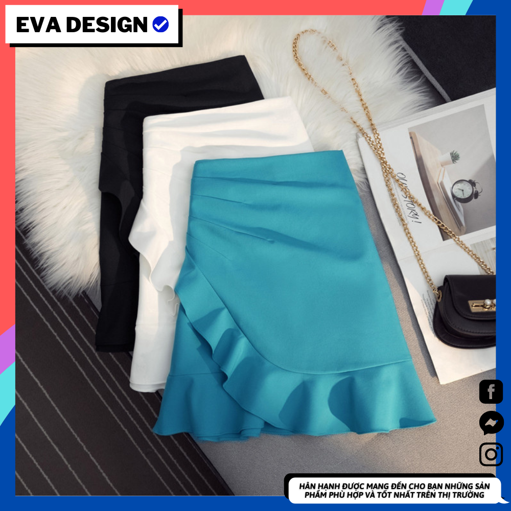 Chân váy công sở nữ ngắn CV09 Eva design dáng chữ a phối bèo cực đẹp