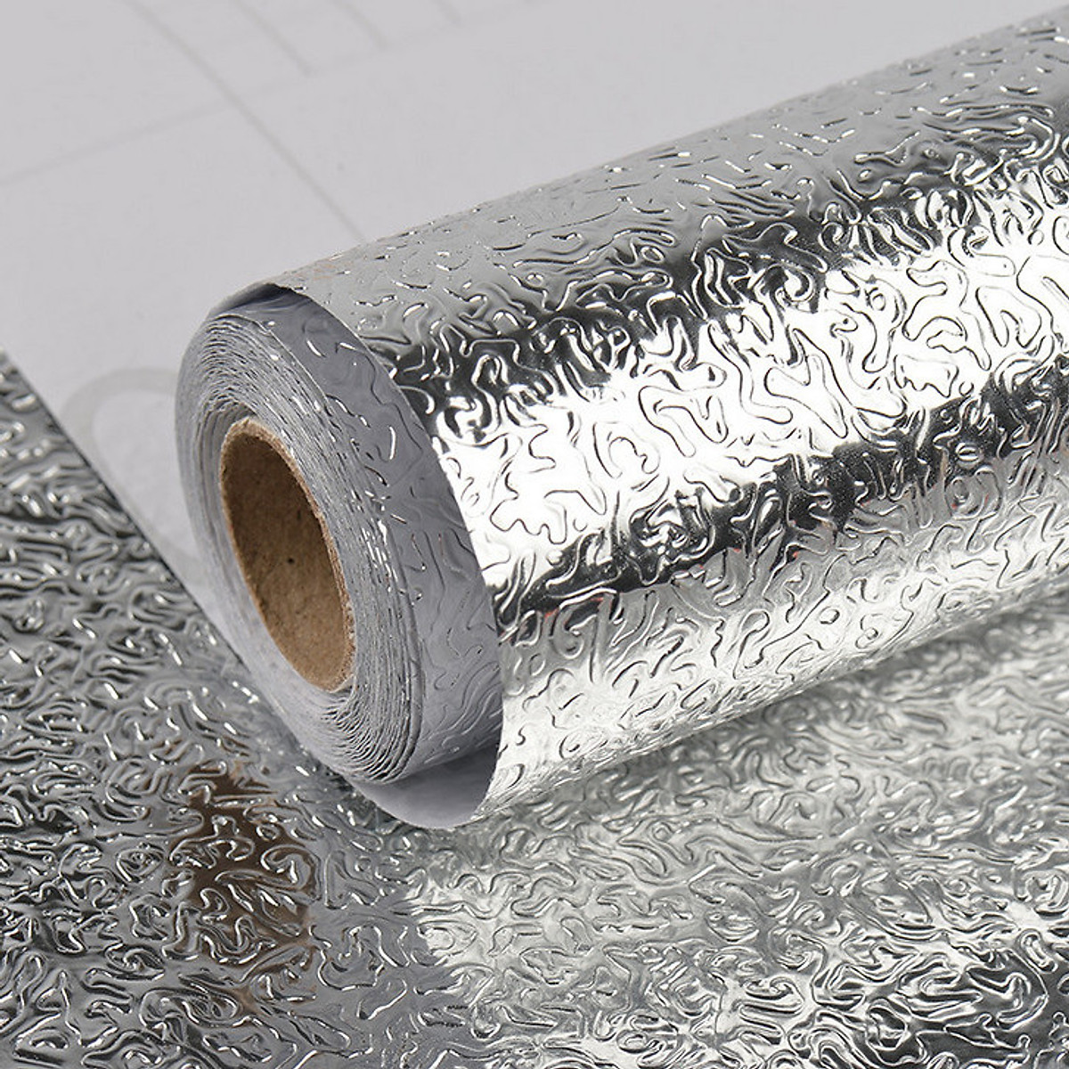 Cuộn 2.6 mét decal giấy dán bếp tráng nhôm cách nhiệt