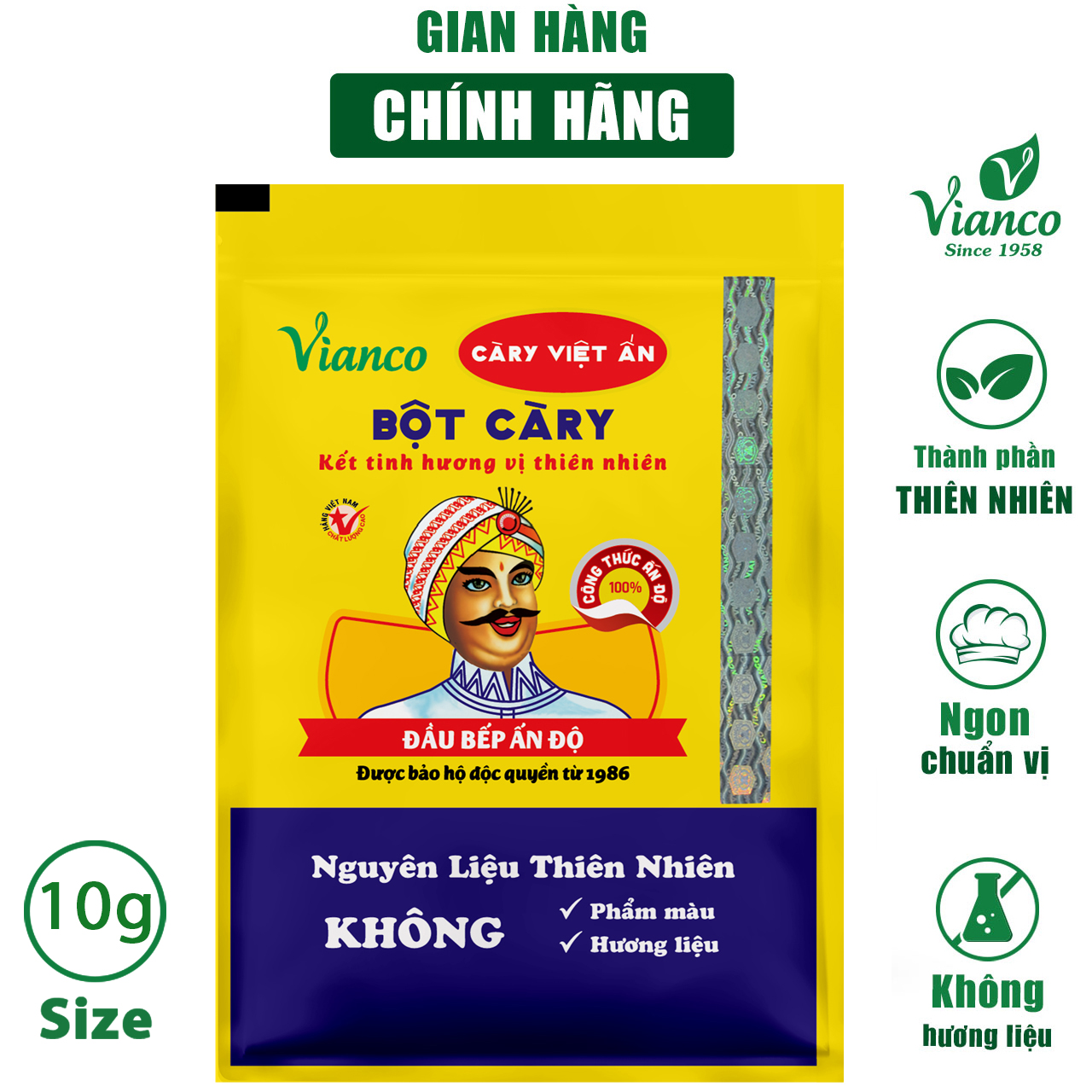 Bột gia vị chuẩn vị cà ry, cà ri hiệu đầu bếp ấn độ vianco - việt ấn 10gr tiện lợi dễ sử dụng
