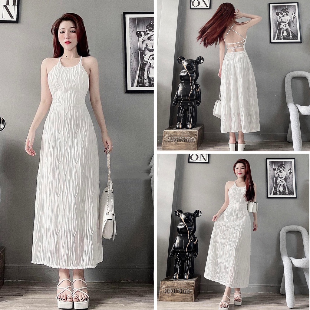 Ms129 - váy xốp nổi hở vai siêu hot đầm dáng dài nữ- váy đi biển