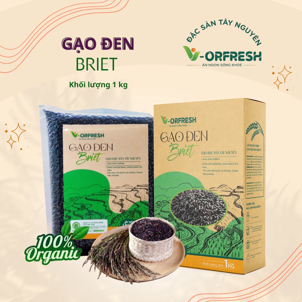 Gạo đen briet v-ofresh đặc sản tây nguyên túi 1kg