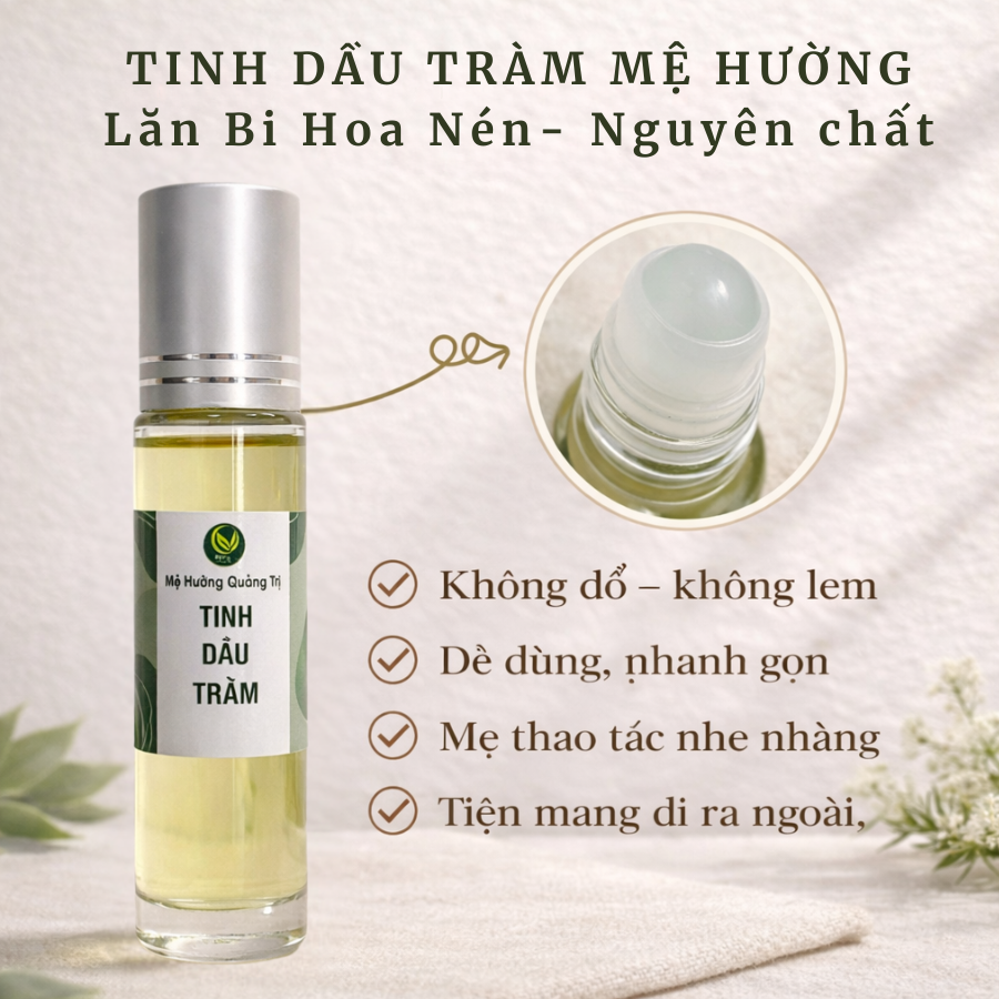 Bi lăn tinh dầu tràm tinh dầu tràm Huế đậm đặc dùng hít dầu tràm cho bé đuổi muỗi tránh gió Mê Hường 10ml