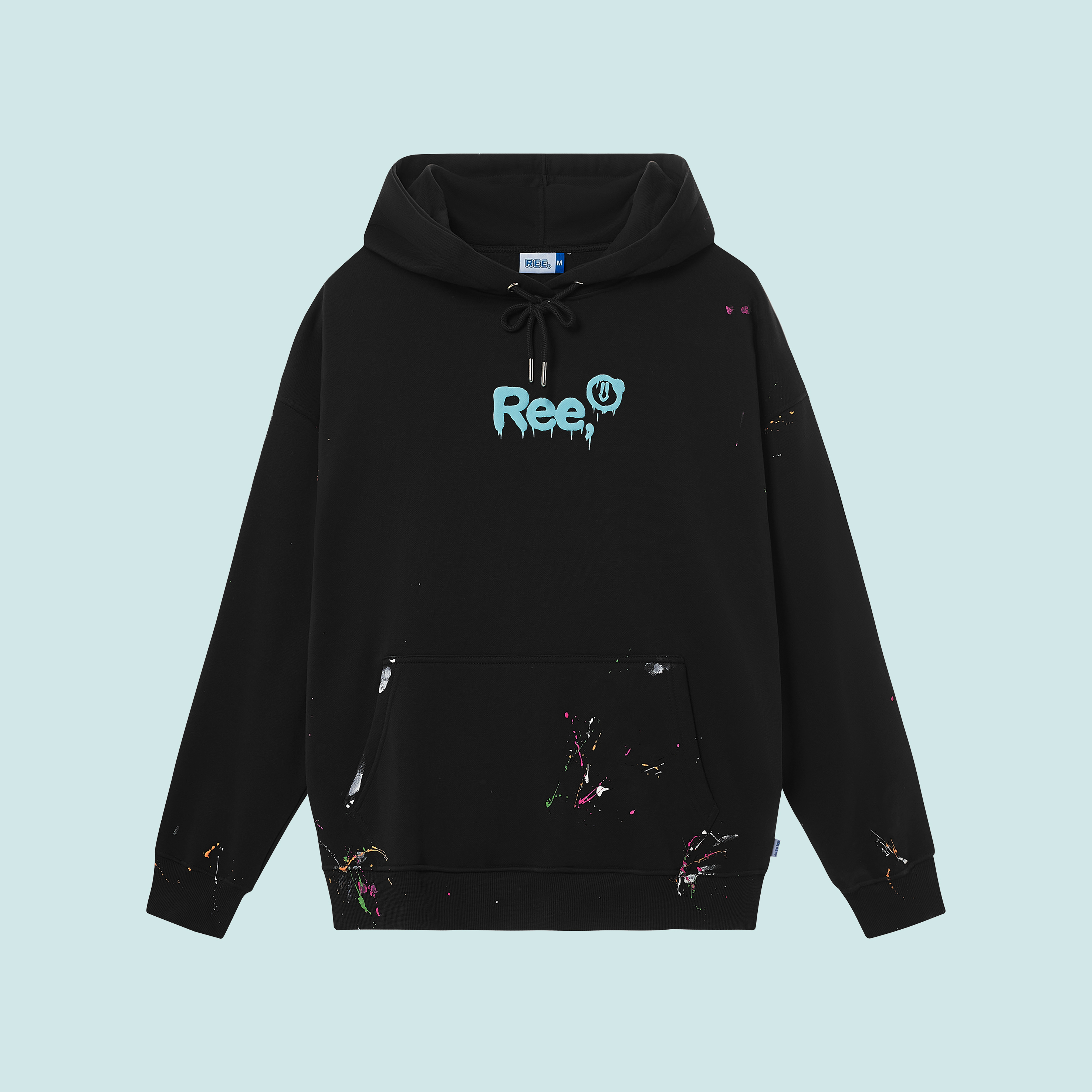 Local brand ree - áo hoodie vẩy sơn thủ công màu đen