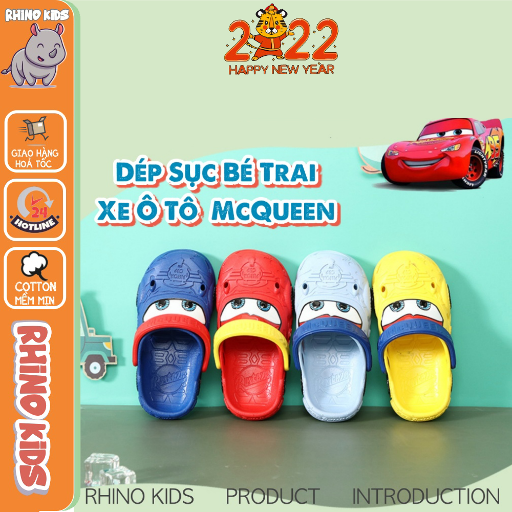 Dép sục cho bé trai 3D xe hơi xe ô tô McQueen yêu thích siêu nhẹ chống trơn trượt độ bám cực tốt chất liệu mềm mịn