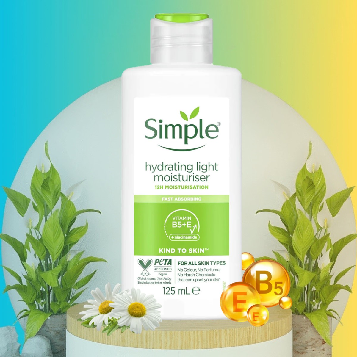 Kem Dưỡng Ẩm Da Mặt Simple Hydrating Light Moisturiser 125ml Cấp Ẩm Dịu Nhẹ 12H Dành Cho Da Khô Nhạy Cảm Simple Hydrating Light Moisturiser.