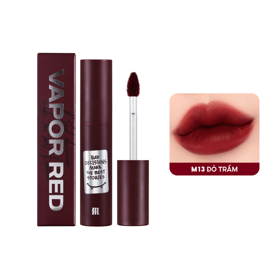 M13 Vỏ Đỏ Red Edition Son Kem Lì Merzy Mellow Tint Màu M13 Vapor Red