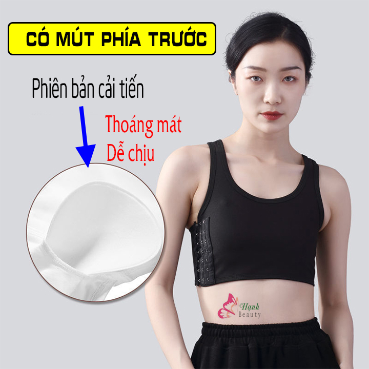 Áo nịt ngực tomboy có bản nịt phía trước ba lỗ ngắn có viền
