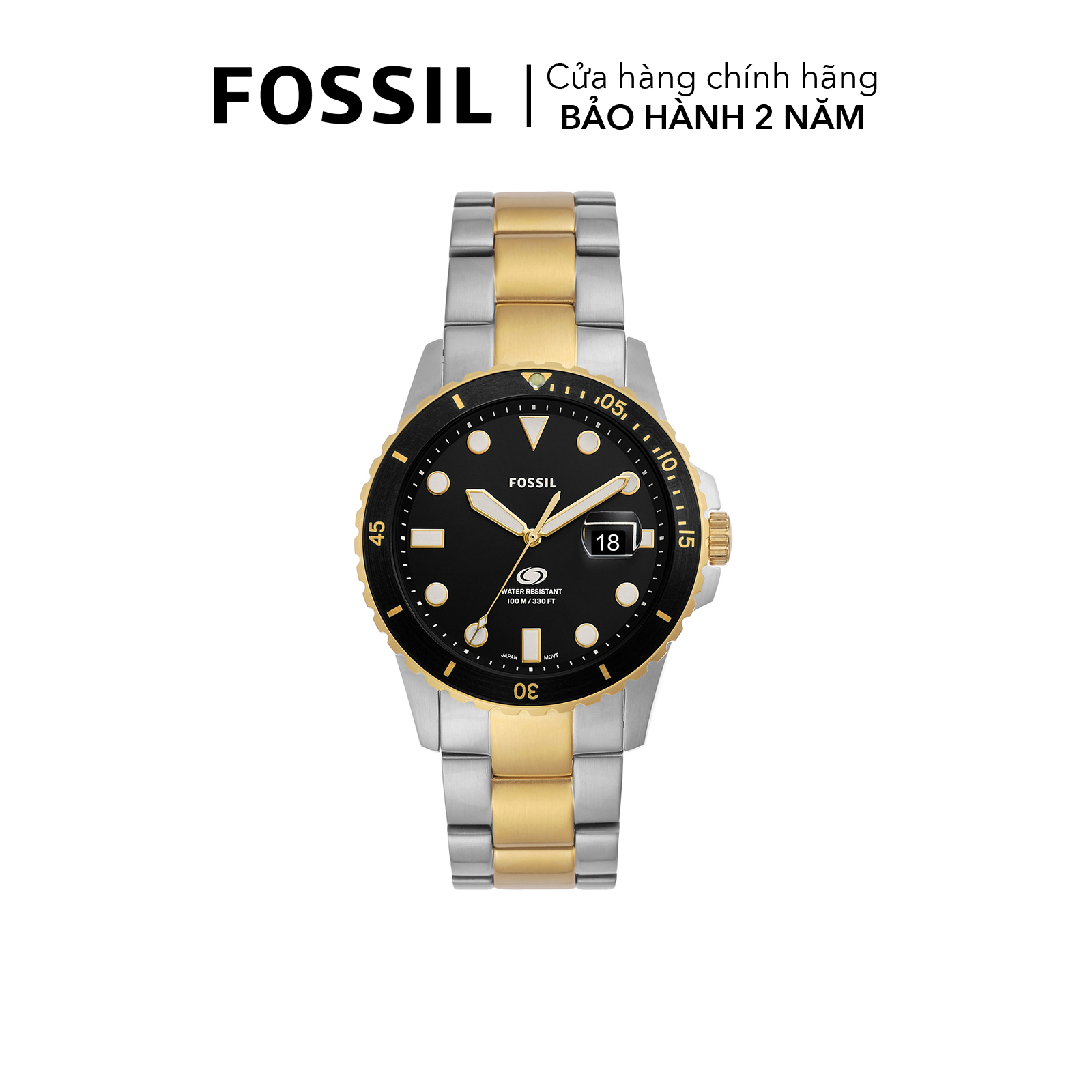 Đồng hồ nam fossil fossil blue dây kim loại, mặt 42 mm, hai màu, fs5951