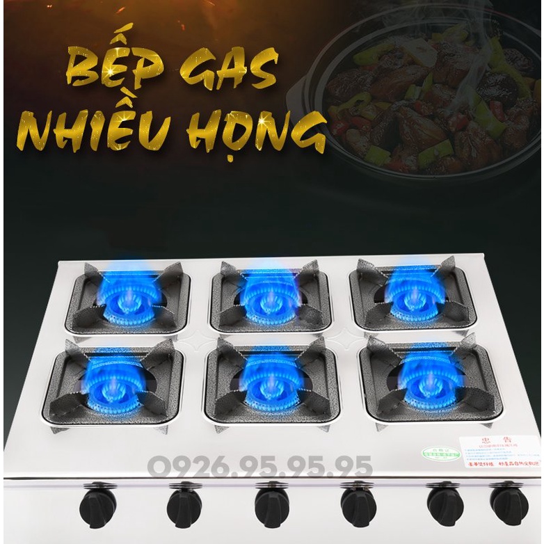 Bếp gas chuyên dùng nấu mỳ cay, cơm niêu, bánh xèo - Bếp ga 6 cửa - 6 họng
