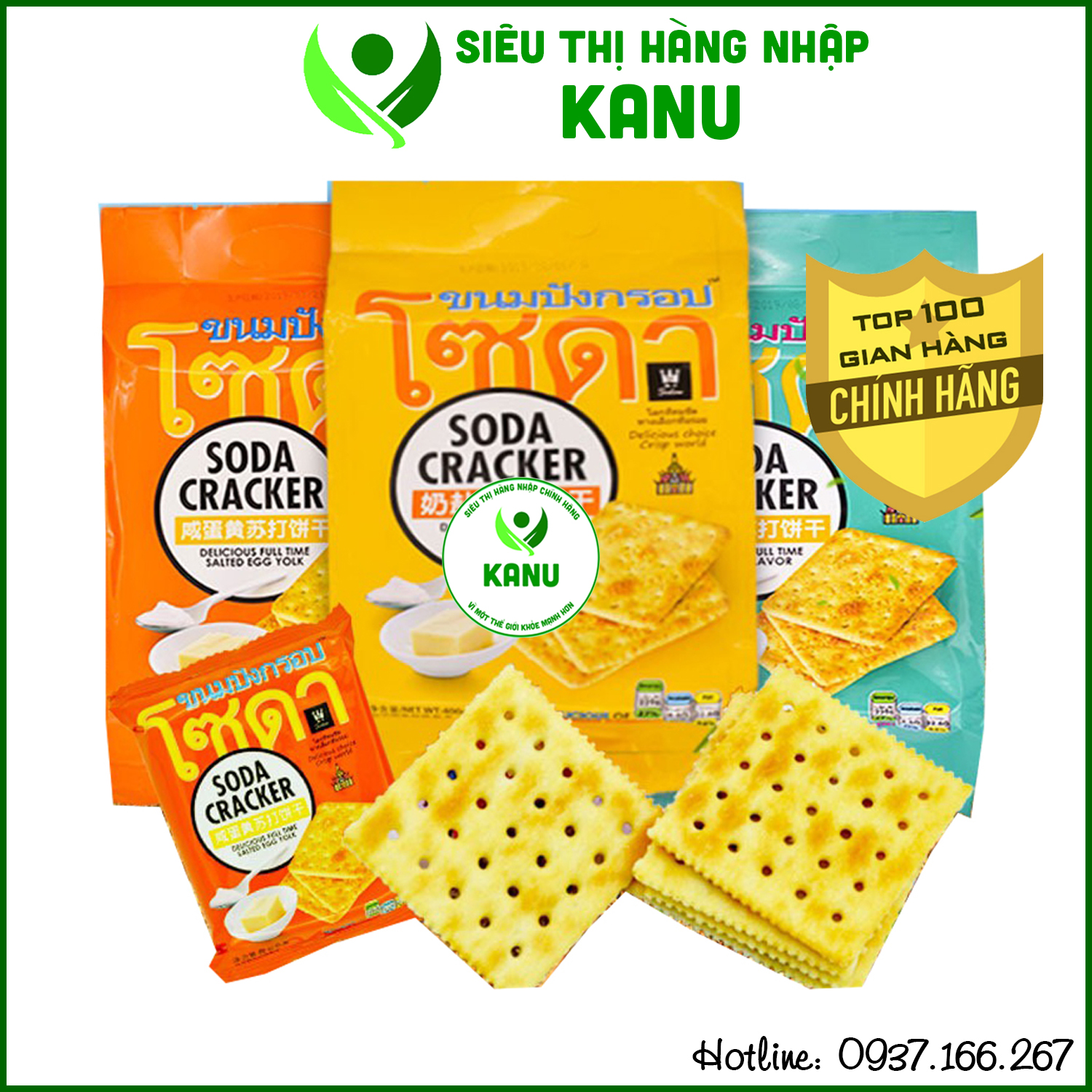 Bánh quy lạt Soda Cracker Thái Lan 400g phù hợp người ăn kiêng và tiểu đường