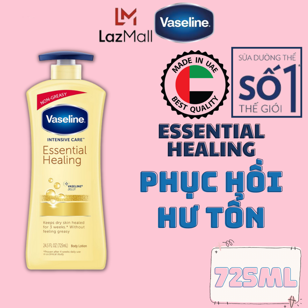 Vaseline Dưỡng Thể Vaseline Intensive Care Essential Healing 725ml - Sữa Dưỡng Thể Vaseline Chính Hãng Daily Brightening