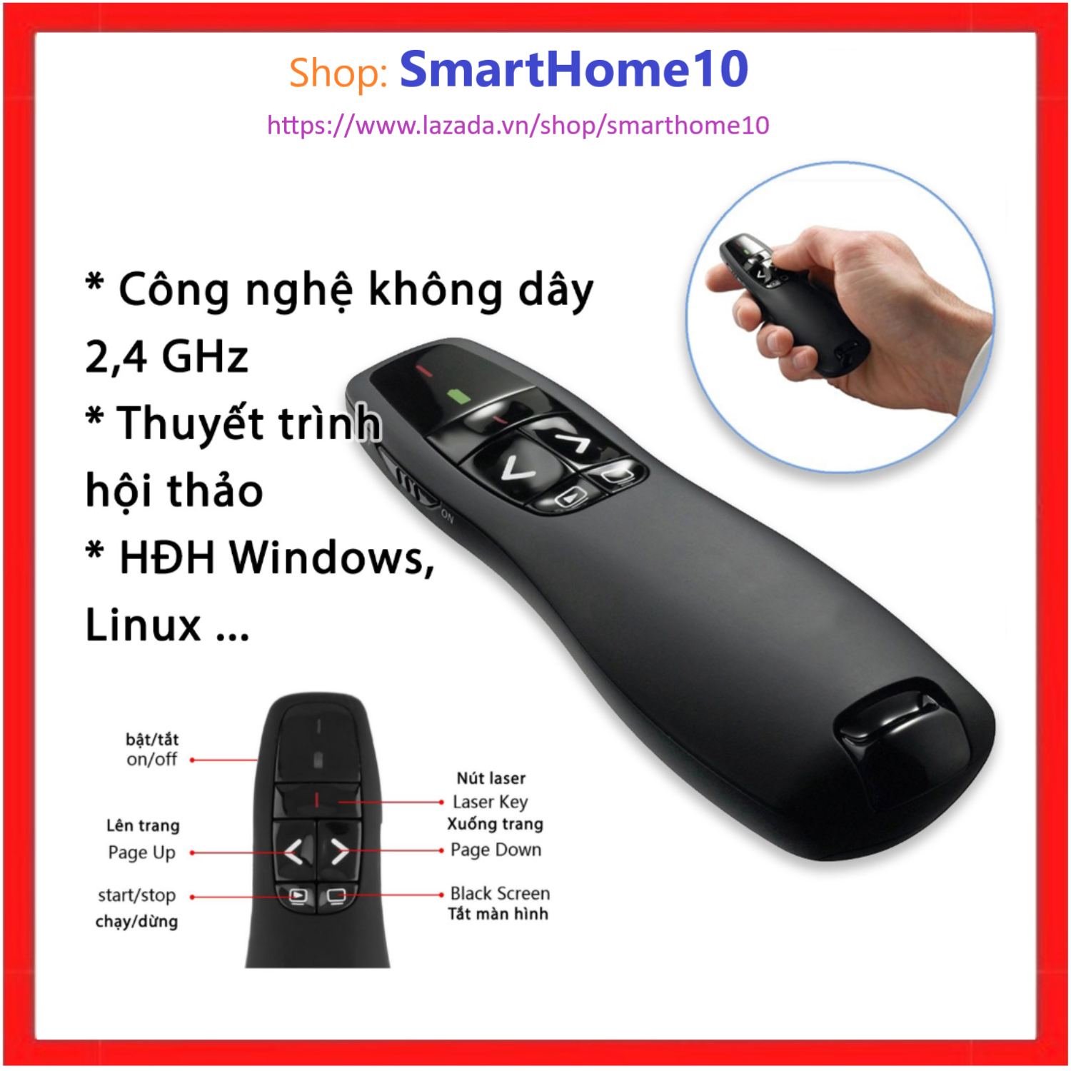 Bút Trình Chiếu Powerpoint Không Dây  Bút Thuyết Trình Lazer Chiếu Slide Lật Trang Bút Chỉ Máy Chiếu Laser