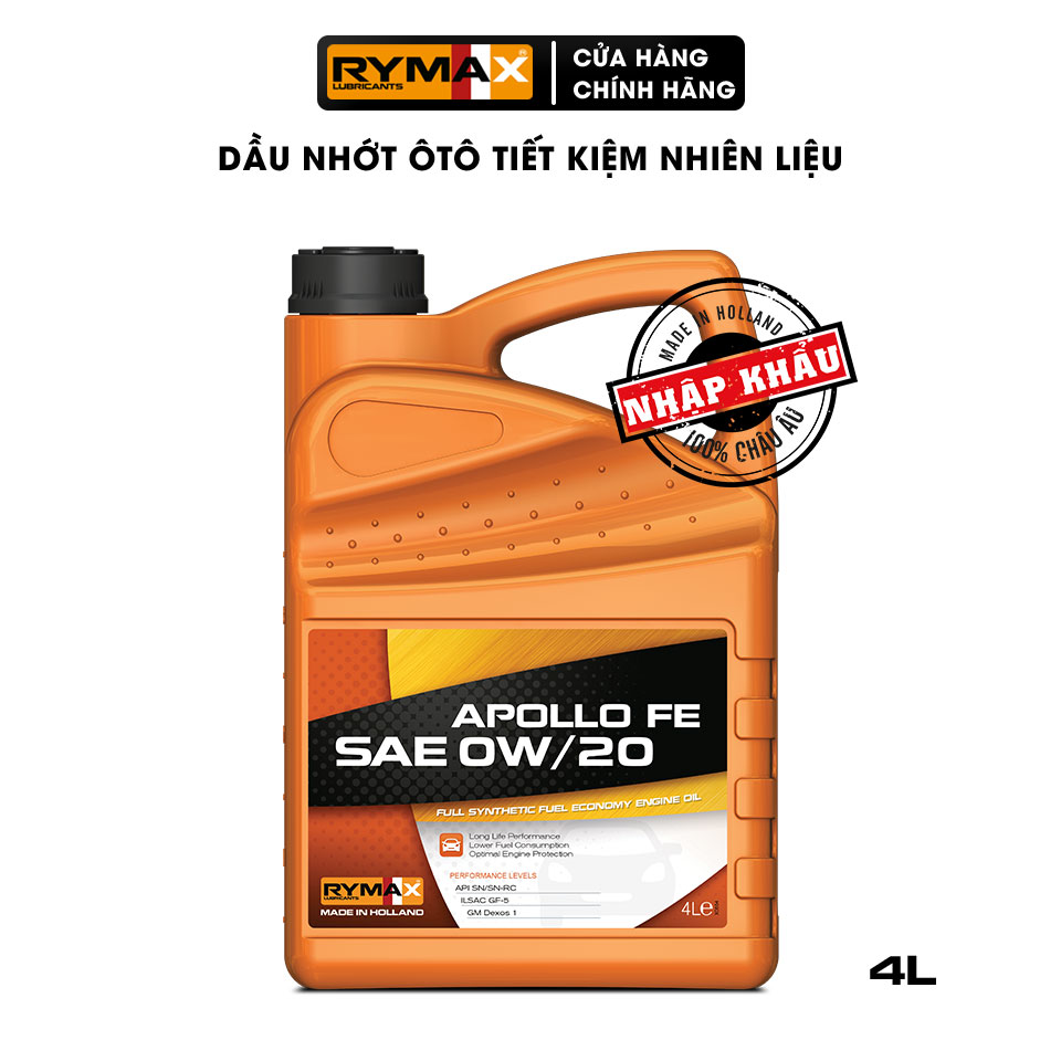 Dầu nhớt Ôtô - Xe Hơi tiết kiệm nhiên liệu Rymax Apollo FE SAE 0W20 (4L-5L) - Hàng nhập khẩu Châu Âu