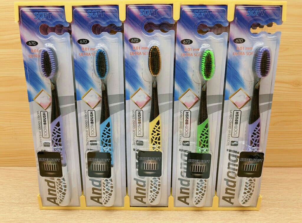 Combo 5 Cây Bàn Chải Đánh Răng Andongi Than Tre Diệt Khuẩn Siêu Mảnh 0.01Mm Nhiều Màu - 670