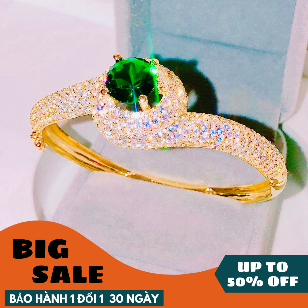 [HCM]Vòng tay nữ lắc tay pha lê đá xanh lá ngọc mạ vàng cao cấp thiết kế sang trọng Trang sức GADO L040 - đeo đi tiệc đi chơi làm công sở cực sang chảnh