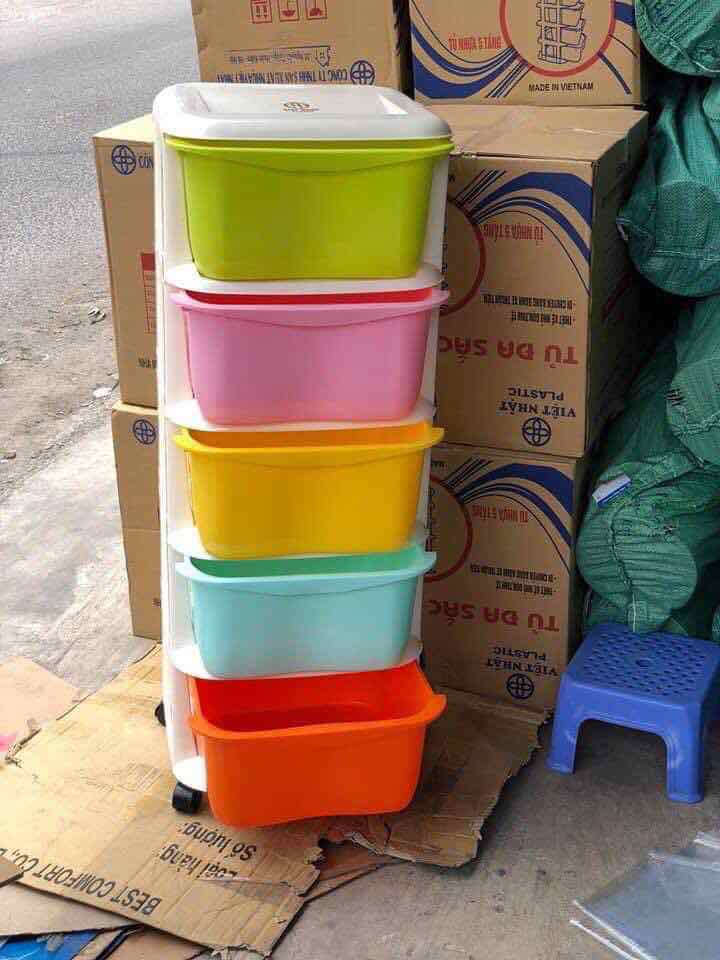 [GIÁ HỦY DIỆT] Tủ nhựa đa sắc ngăn kéo 5 tầng có bánh xe hàng Việt Nhật