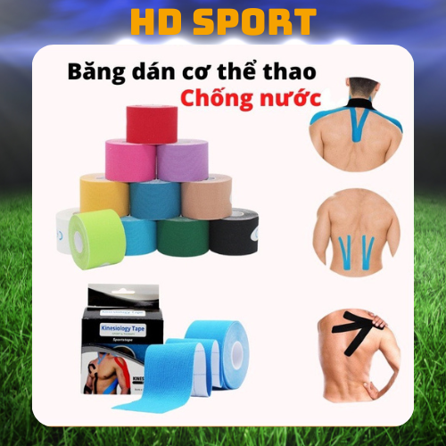 Băng keo dán cơ kinesiology / kinesio băng dán cơ thể thao cao cấp - hd sport