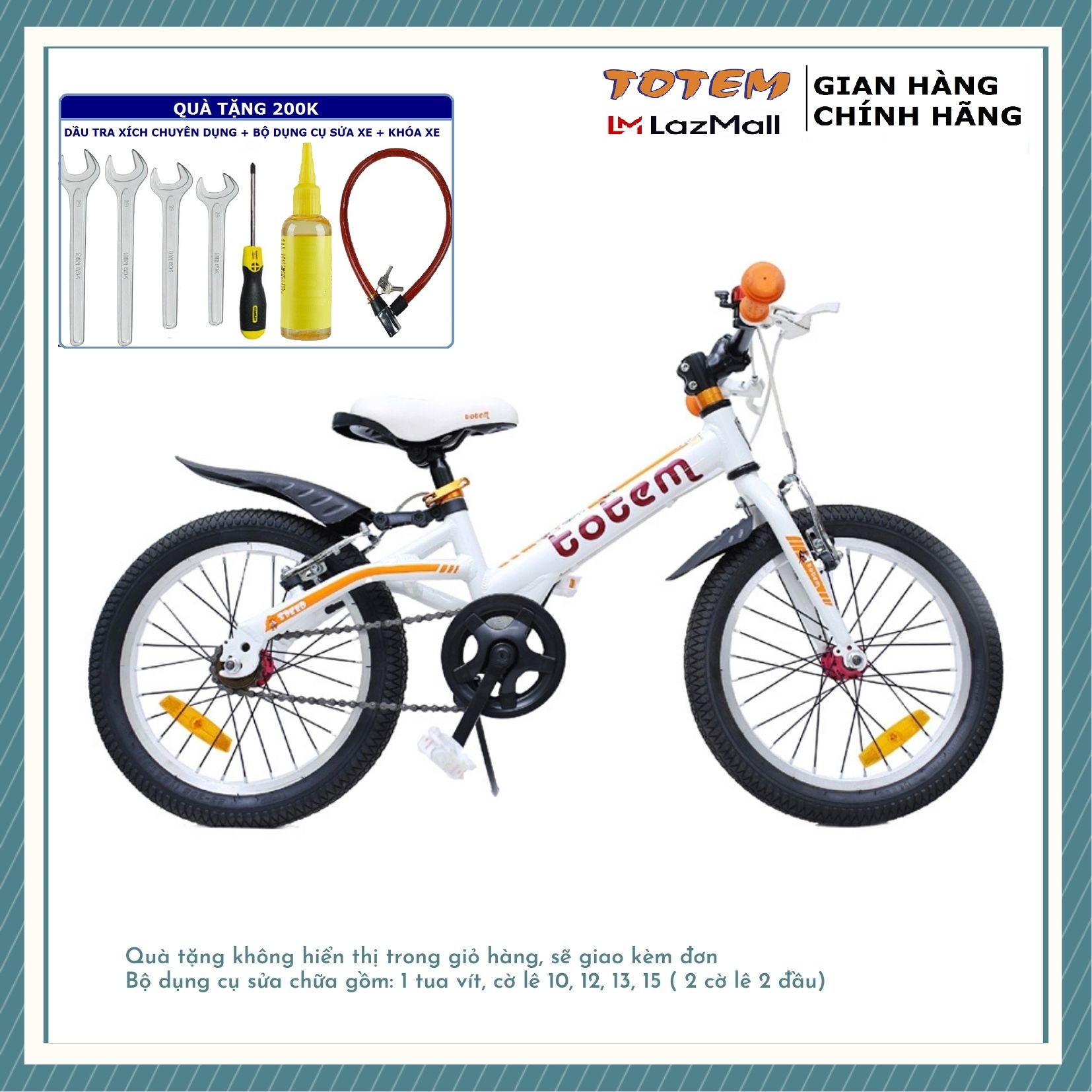 ( Chính Hãng) Xe Đạp Totem Cho Bé 5-8 Tuổi 16 inch Khung Nhôm