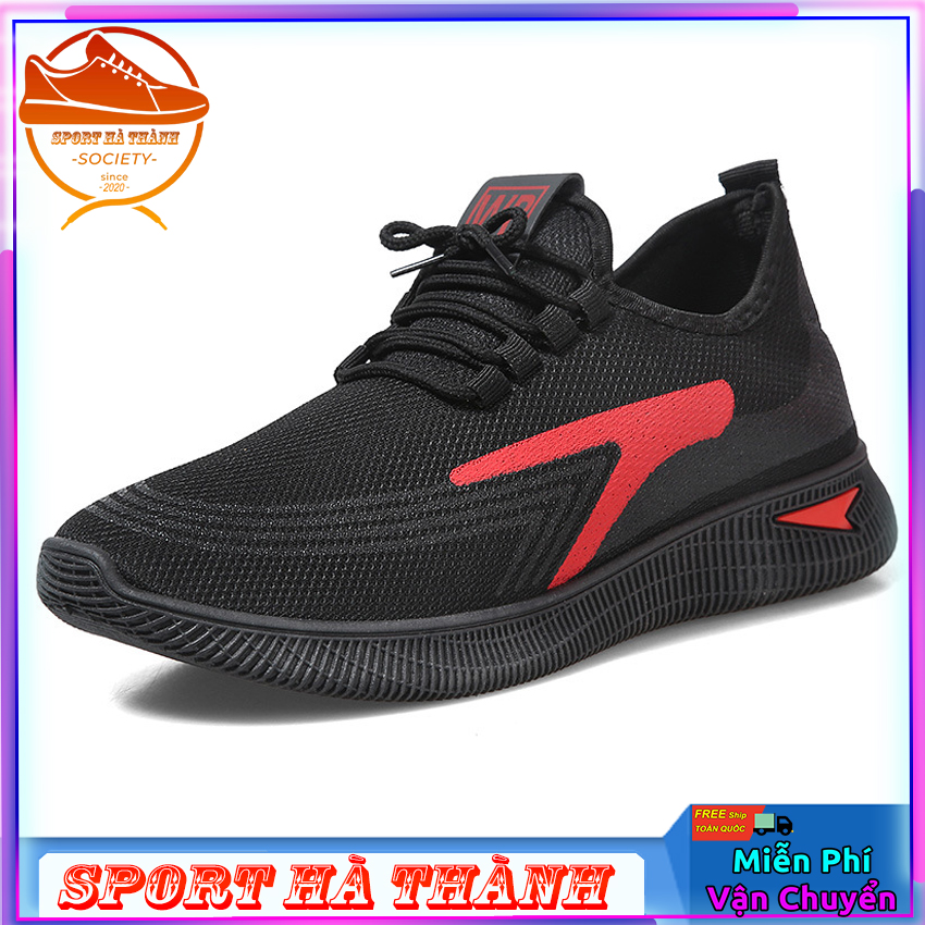 Giày thể thao vải nam - BB đen viền đỏ siêu rẻ có 2 màu - Giày Sneaker Nam SPORRT HÀ THÀNH