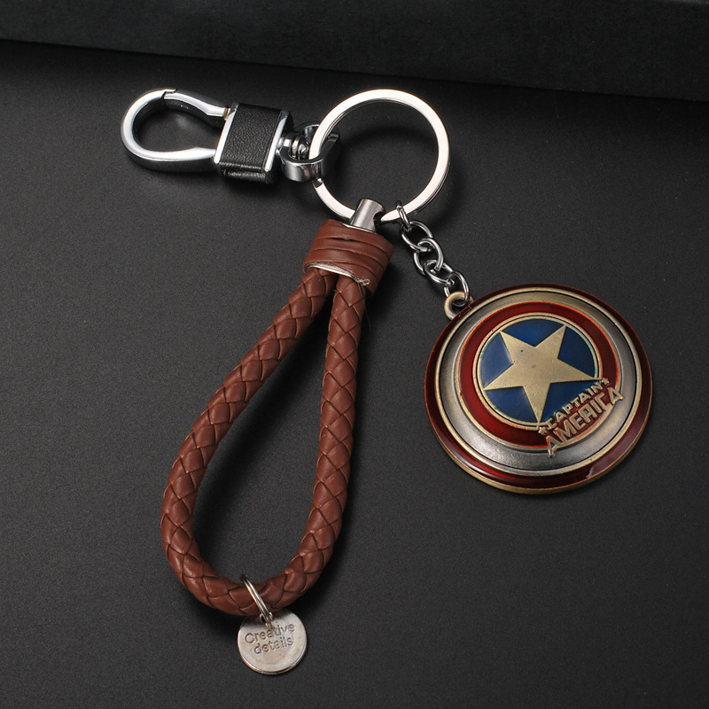 Móc khóa khiên Captain America loại to 5x5cm kèm móc treo và dây. Móc treo chìa khóa đội trưởng Mỹ