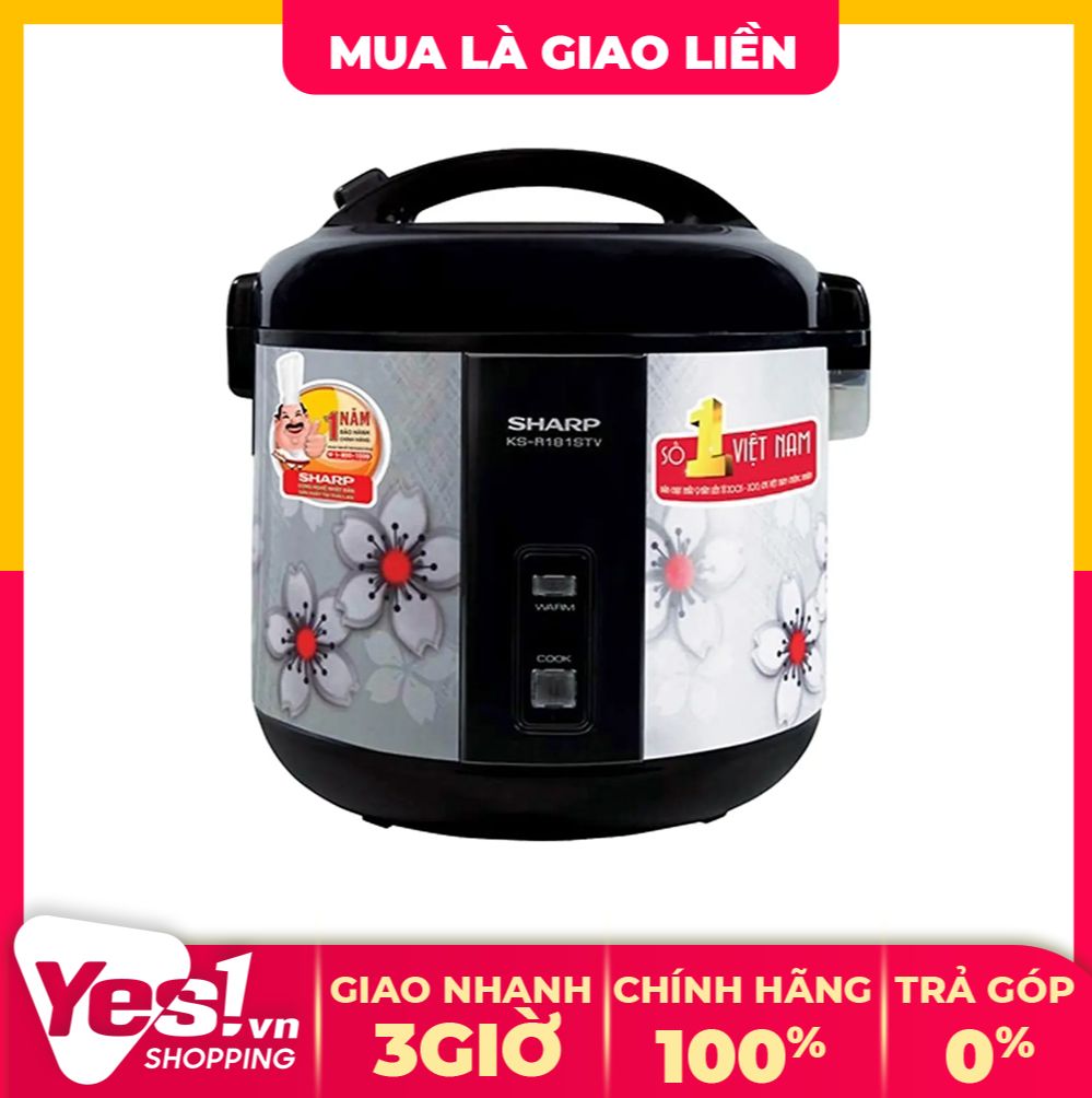 Nồi cơm điện sharp ks-nr181stv "ss" - bảo hành chính hãng - voucher 10% tối đa 400k