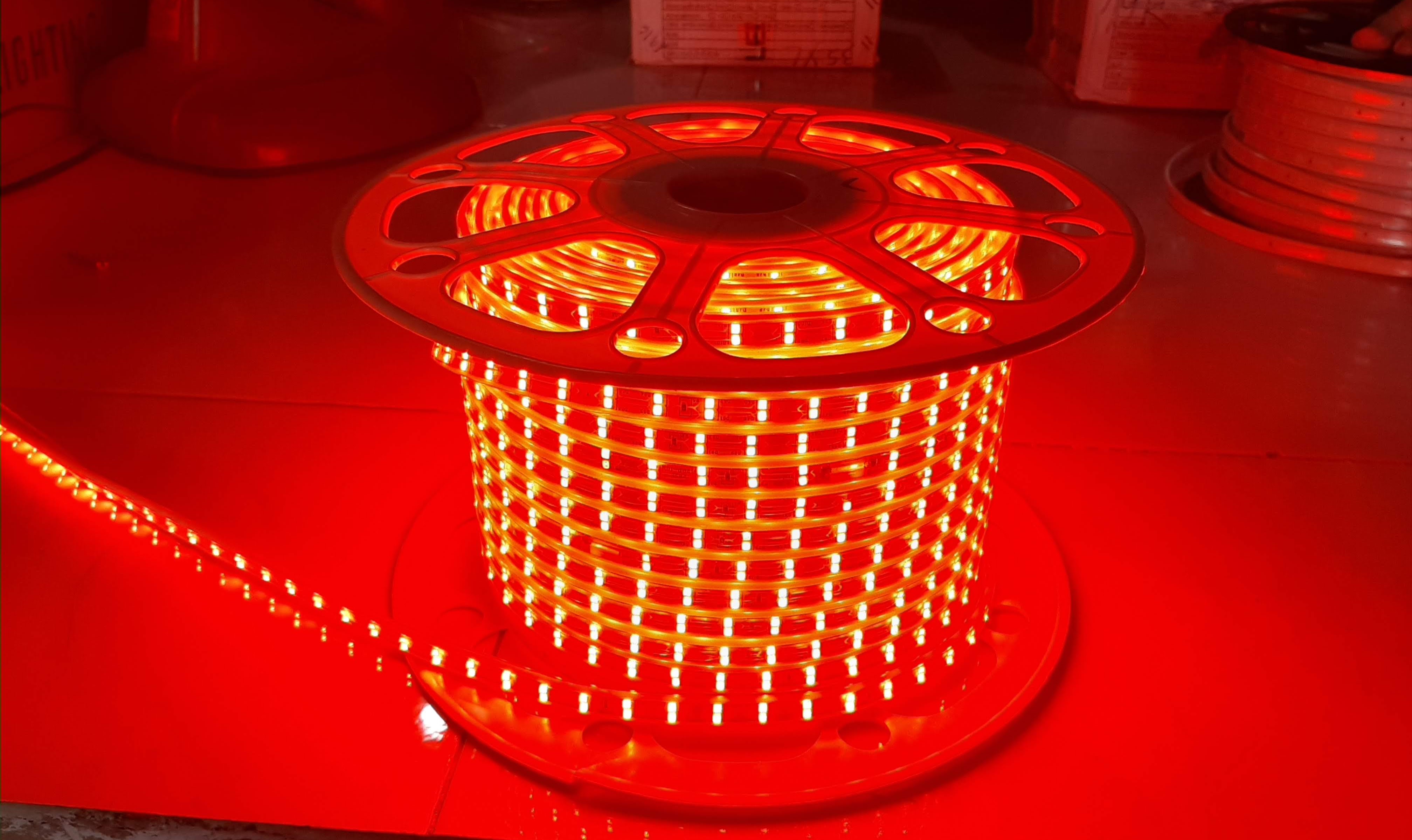Đèn Led Dây Đôi 2835 Màu Đỏ, Led Dây 2 Hàng Trang Trí Hắt Trần (bán theo met, 20m trở lên tặng nguồn)