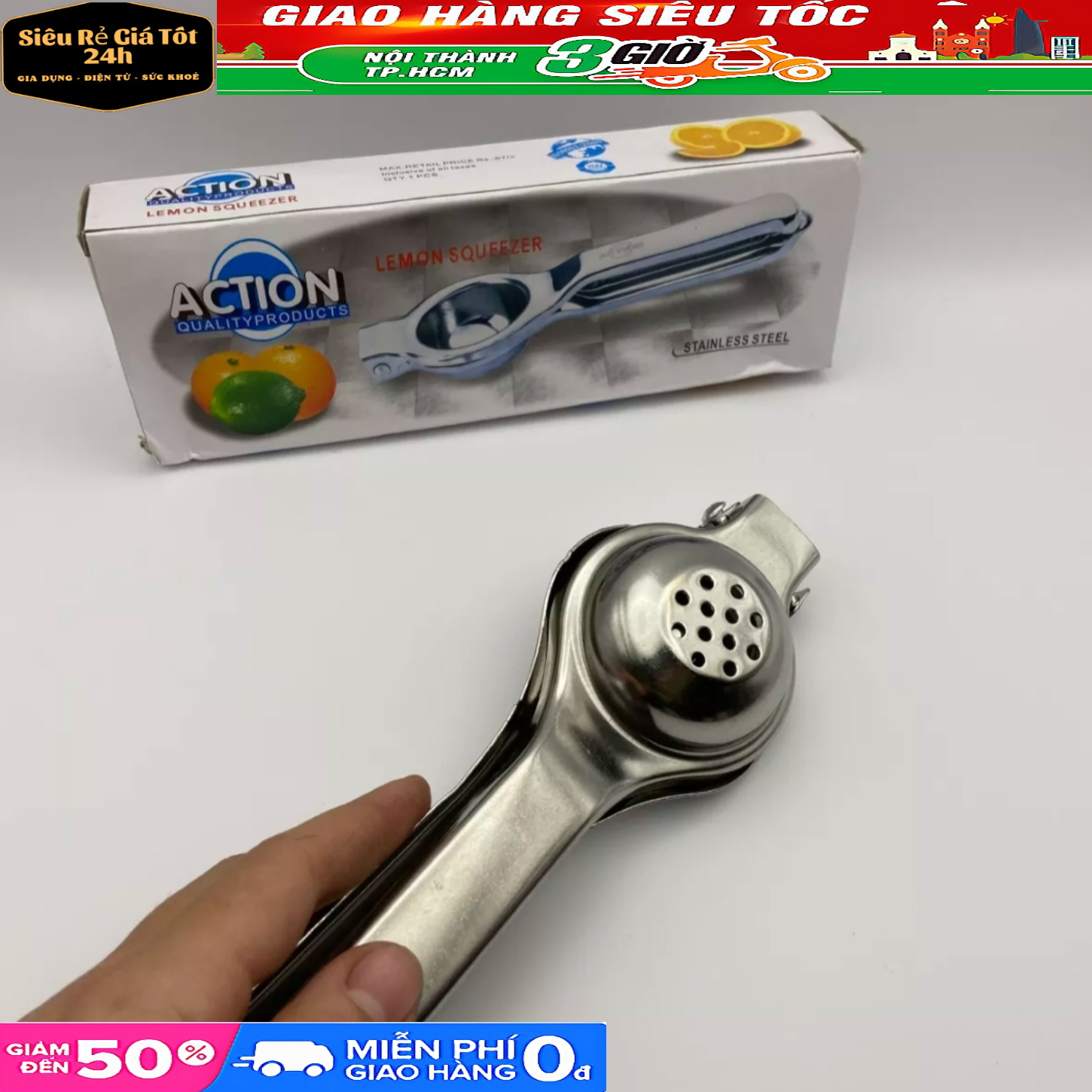 Dụng Cụ Ép Chanh Vắt Chanh Lấy Nước Cốt Chanh Inox Loại Dày