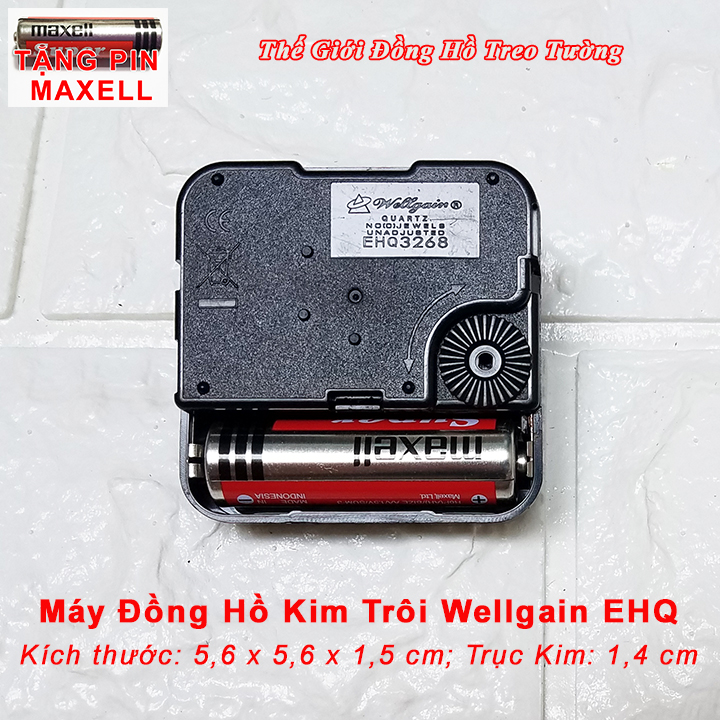 Máy Đồng Hồ Treo Tường KIM TRÔI EHQ WELLGAIN Cao Cấp – Kim DẠ QUANG Tự Chọn – Bảo Hành 1 Năm – Tặng Pin Maxell