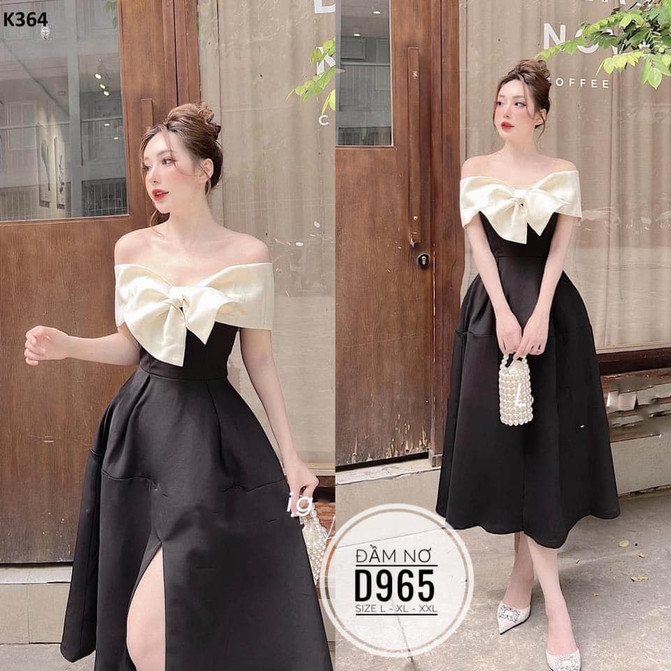Bigsize Đầm xuông nơ tiểu thư D965
