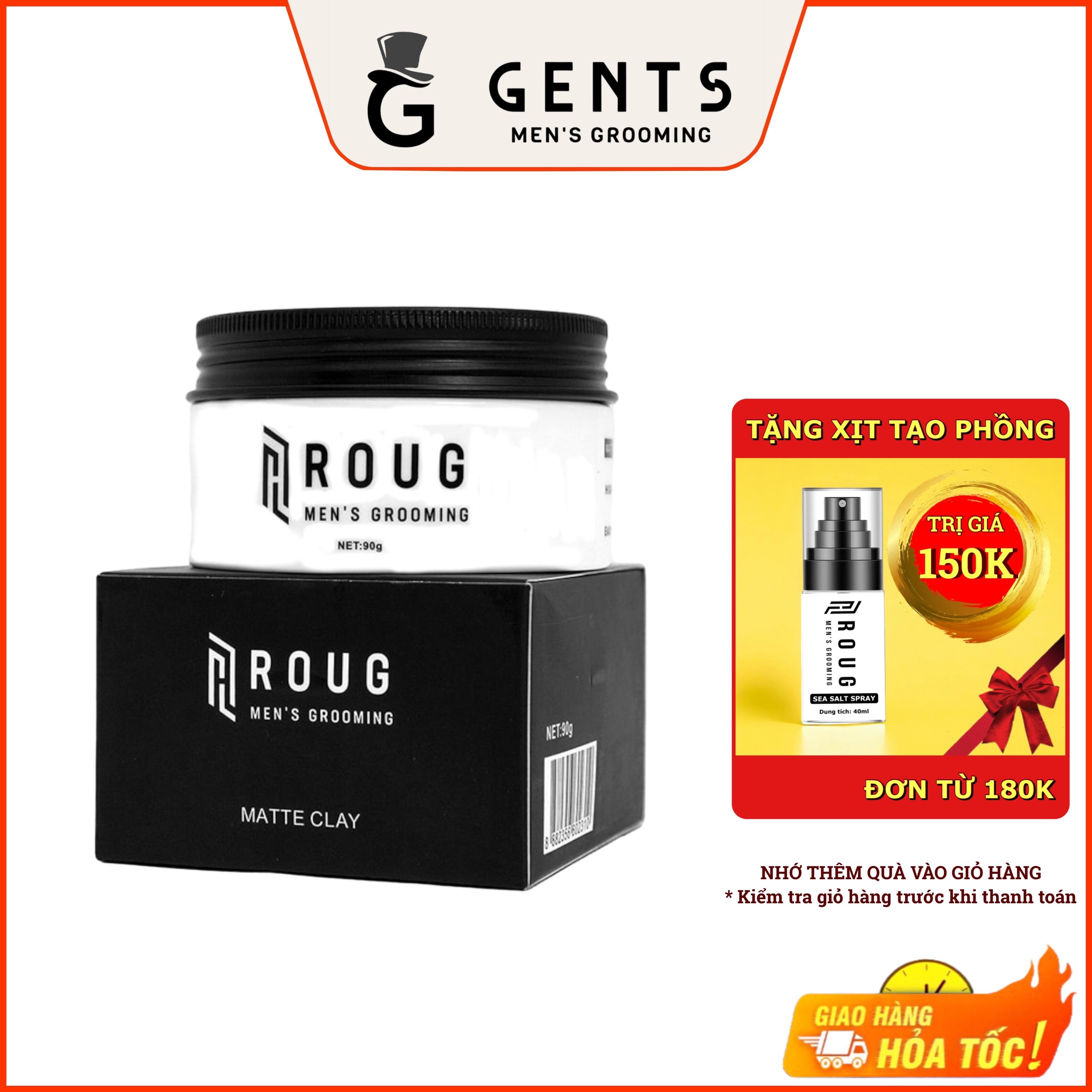 Sáp vuốt tóc nam Roug Matte Clay 90g chính hãng