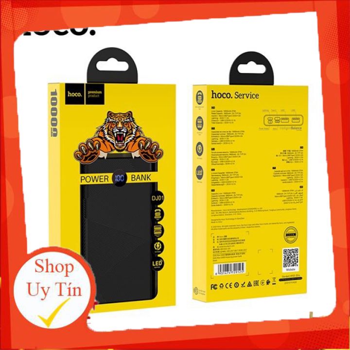 Pin dự phòng polymer a+2 cổng usb 2.1a-10000mah. hoco dj01 max-màn hình