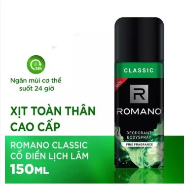 Xịt khử mùi toàn thân Romano Classic 150ml