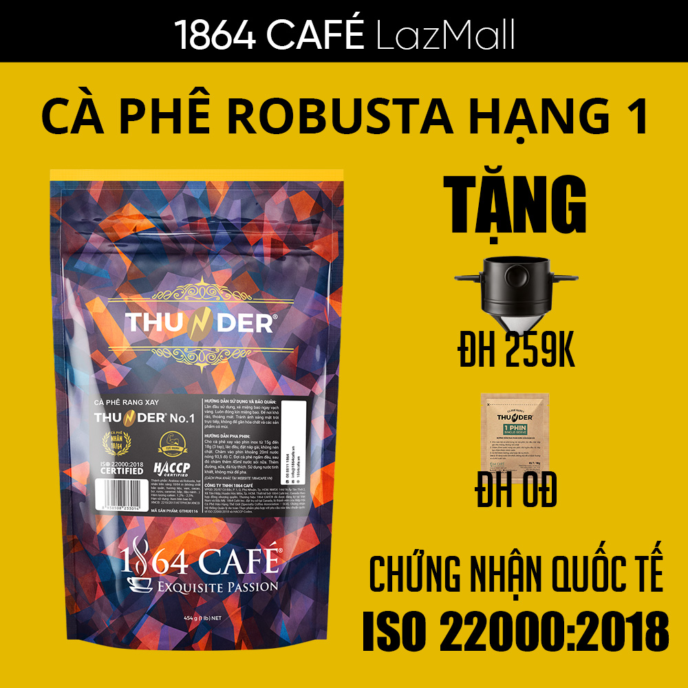 454g Cà Phê Bột Pha Phin Gu Việt Thunder No.1 - 1864 CAFÉ