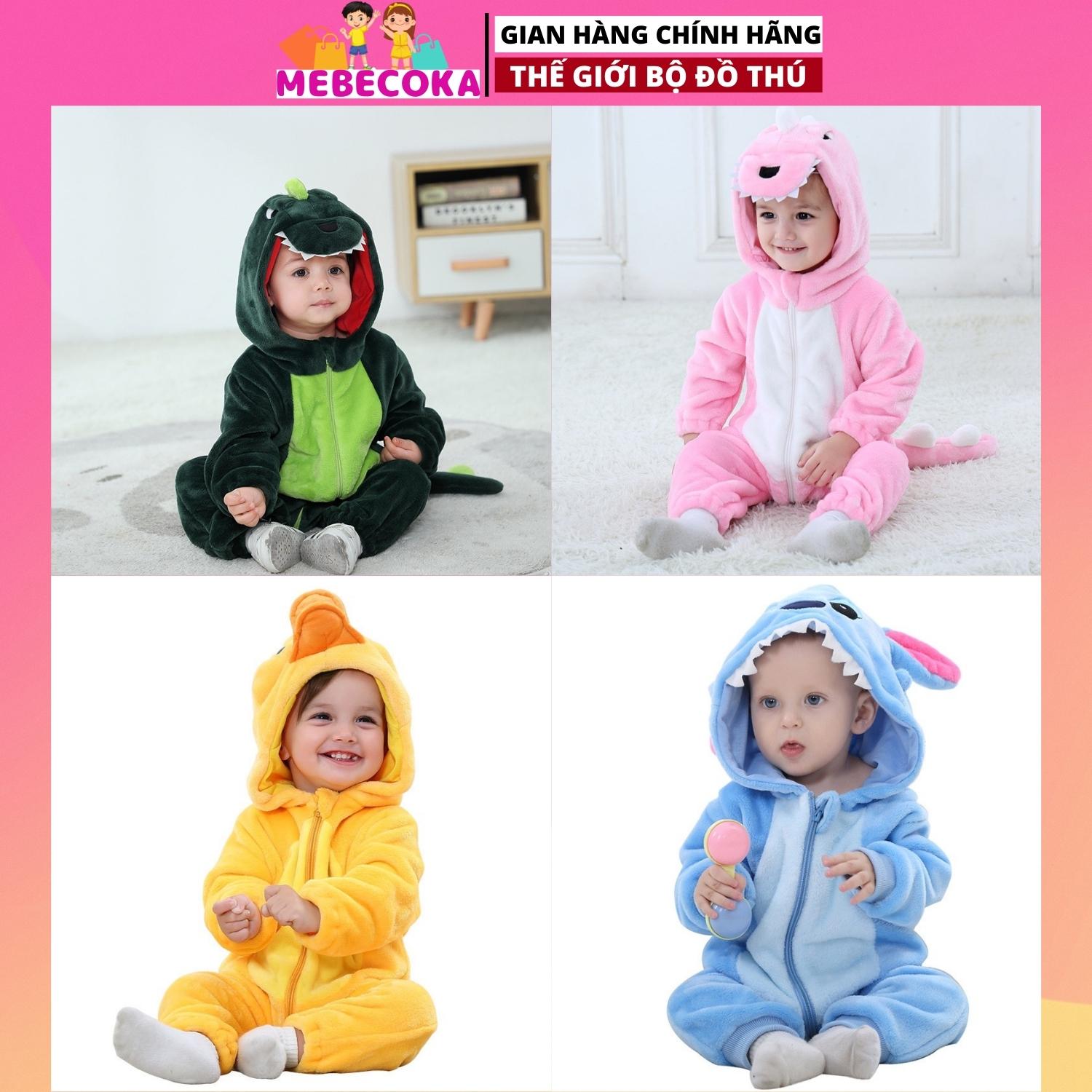 Bộ đồ hình thú khủng long nhí ,bộ đồ liền thân nhiều màu cho bé trai bé gái ck1