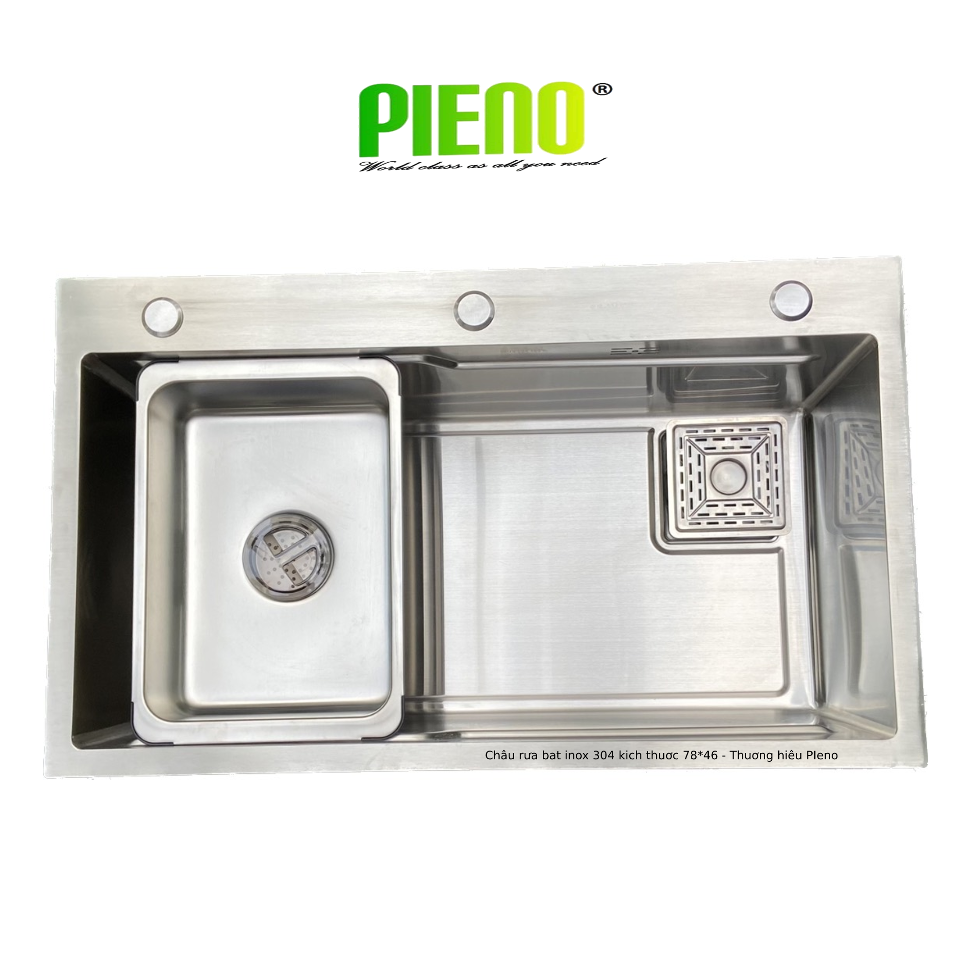 Chậu rửa chén 1 hố kích thước 78x46cm inox sus304