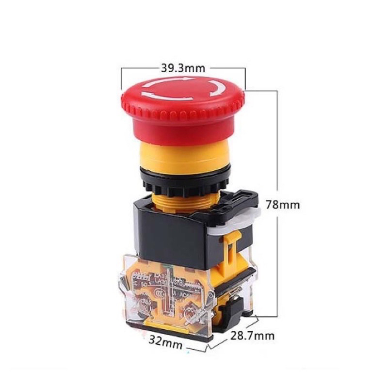 Nút nhấn dừng khẩn cấp la38 phi 22mm - 220vac