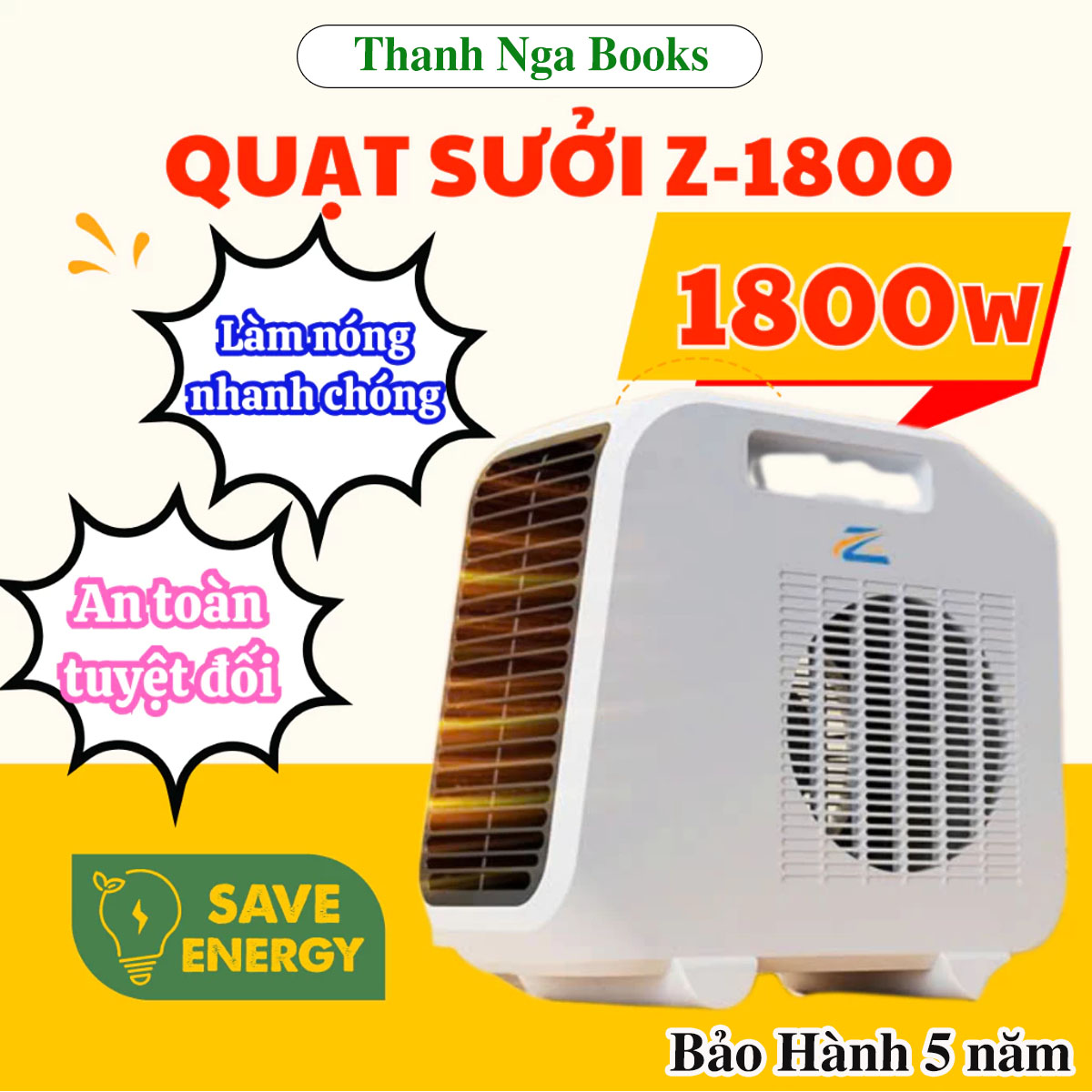 (CHÍNH HÃNG) Quạt sưởi ấm mini Zlife Z1800, Máy sưởi gốm công suất cao , Đèn sưởi để bàn an toàn cho bé không gây khô da