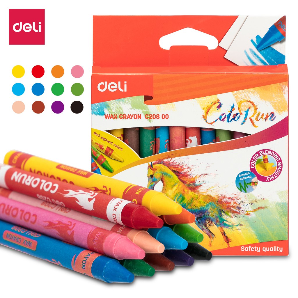 Bút Sáp Màu Deli C208 - 12 Màu/24 Màu/18 Màu