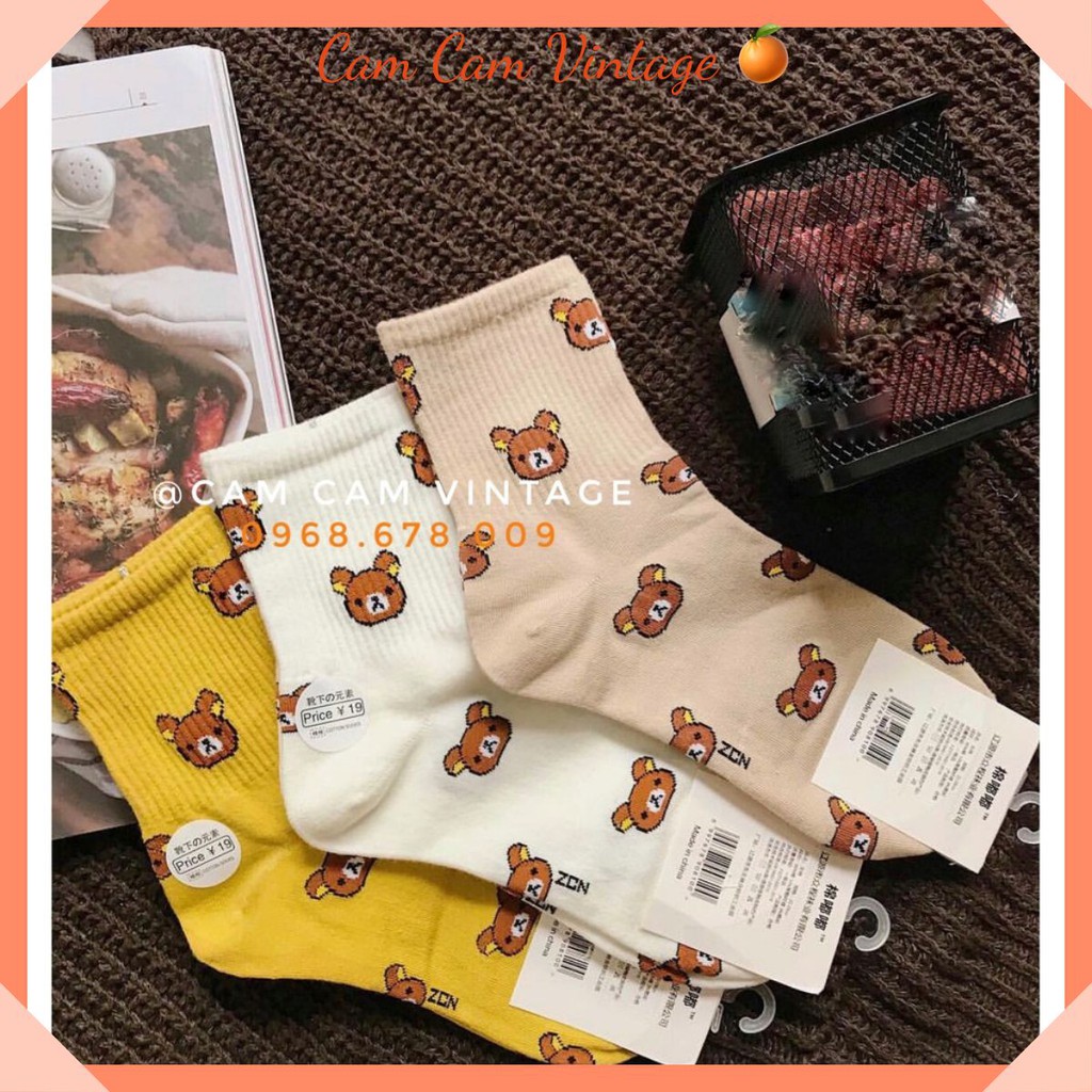 Tất cao cổ nam vớ cao cổ nữ tất vớ unisex ulzzang gấu brown bé beochanchan