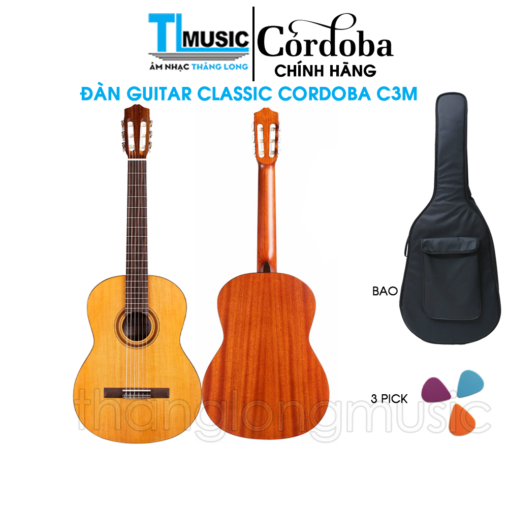 [Chính Hãng] Cordoba C3M - Đàn guitar Classic Cordoba C3M - Thương Hiệu Tây Ban Nha (Tặng Kèm Bao 3 Lớp và Pick Gảy)